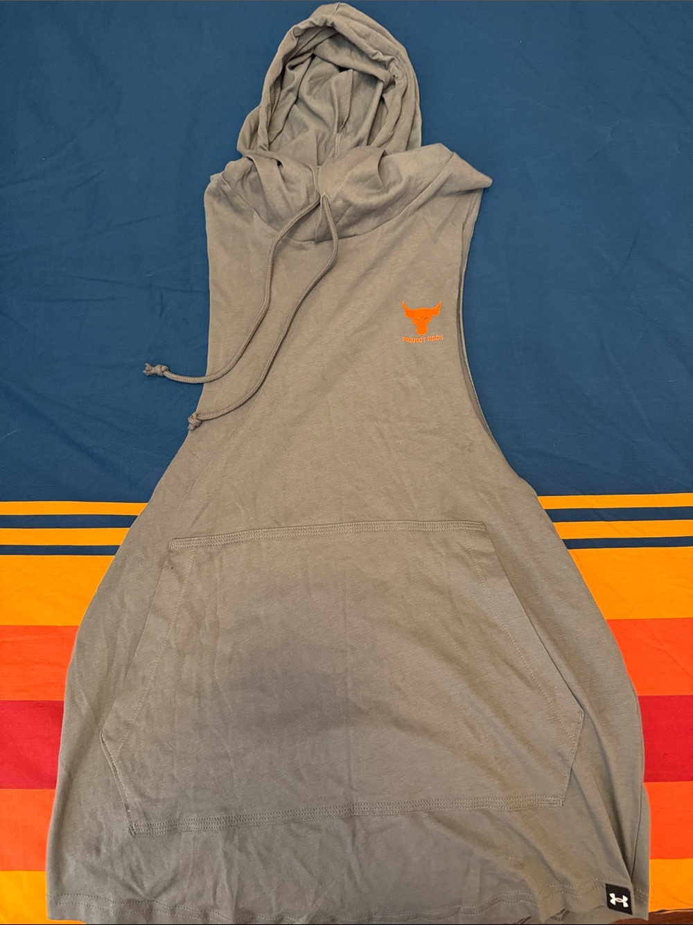 Under Armour mens Sleeveless Hooded One-Piece in Olive with Orange Logo